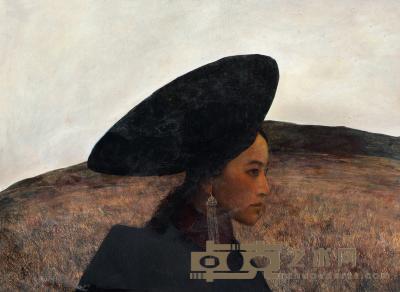 何多苓 1989年作 戴圆帽的女人 68×106cm