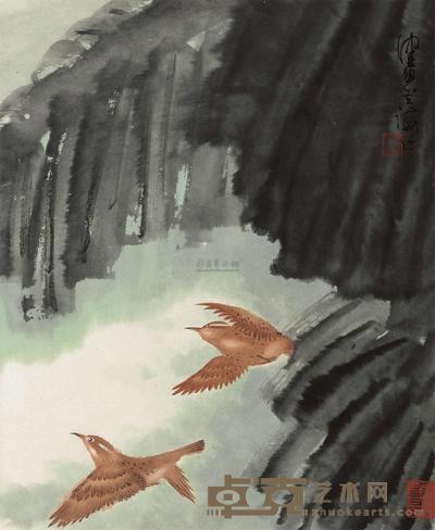 陈佩秋 芭蕉双雀 立轴 60×49cm