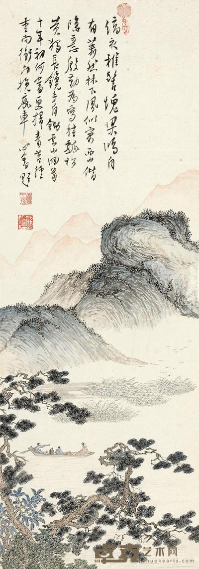 溥儒 载书访友图 立轴 68×24cm