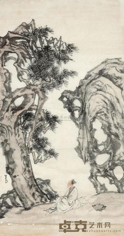溥儒 松石高士 镜心 57×30cm