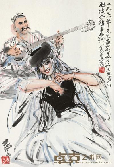 黄胄 1978年作 新疆歌舞 镜心 68×46cm