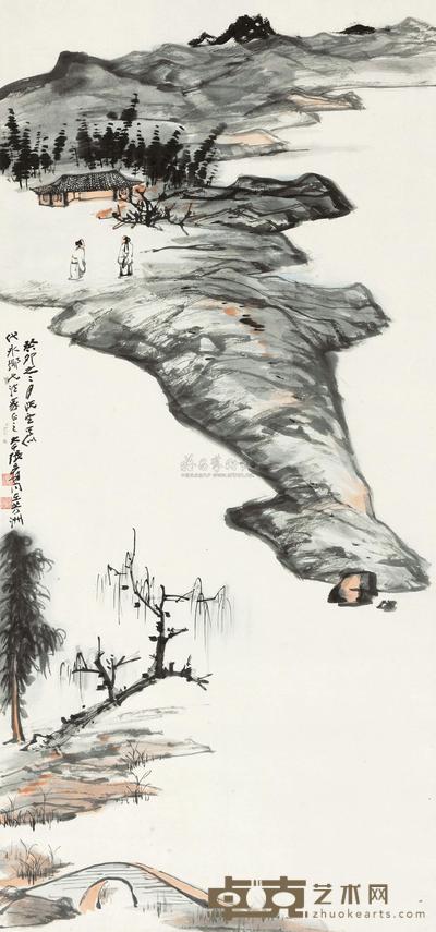 张大千 1973年作 同在芳洲 立轴 110×50cm