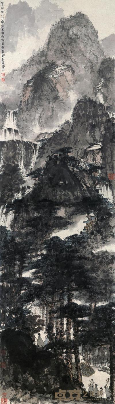 傅抱石 1944年作 杜甫九日蓝耕会饮诗意图 立轴 208×59.5cm