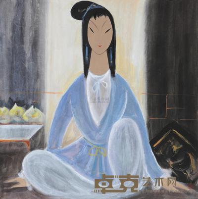林风眠 蓝衣仕女 镜心 68×68cm