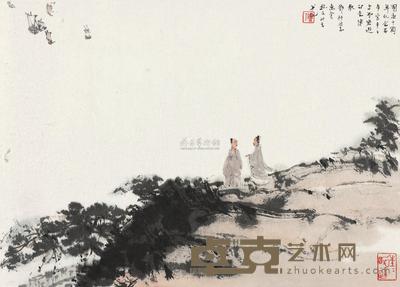 傅抱石 1959年作 半千与费密游诗意 镜心 28×39cm