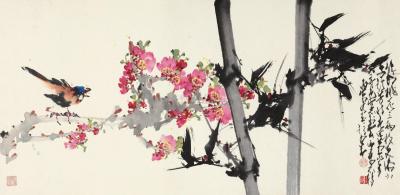 赵少昂 1976年作 花卉竹鸟 镜心