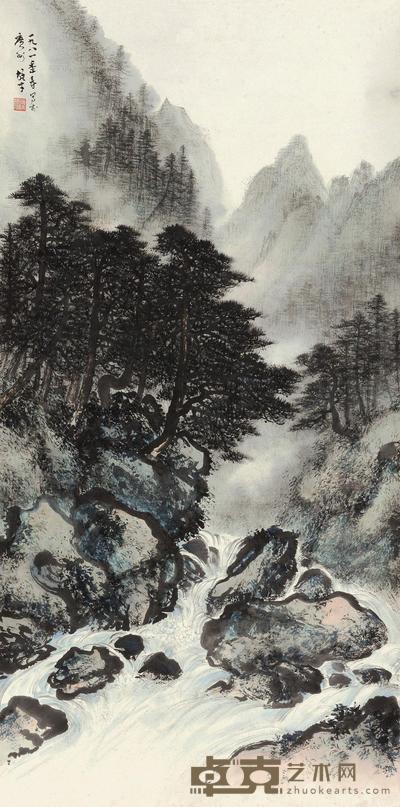 黎雄才 1981年作 泉声松韵 立轴 135×67cm