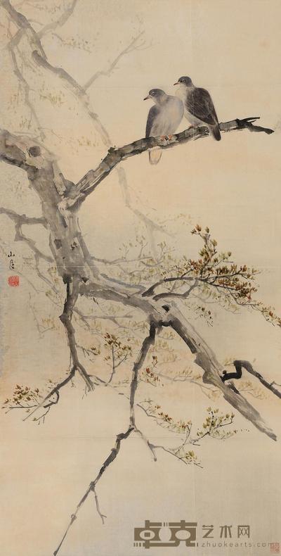 关山月 双憩图 镜心 133×68cm