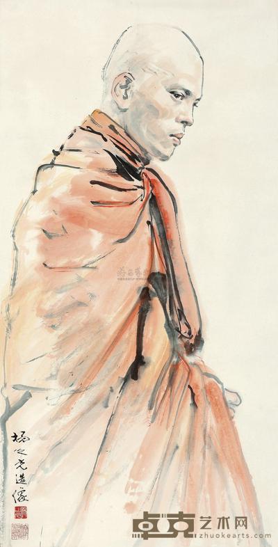 杨之光 佛门弟子 镜心 136×68cm