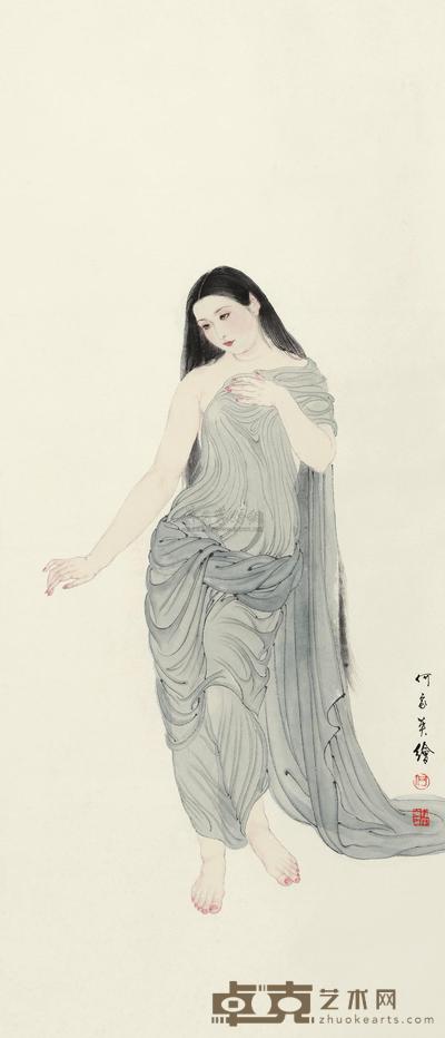 何家英 美人 立轴 122×53cm