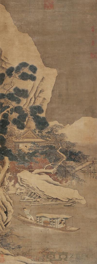 佚名 泛棹图 立轴 161×58cm