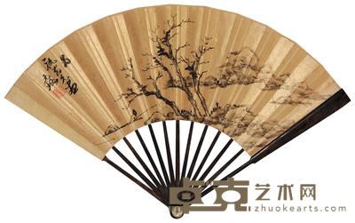 倪元璐 寒江独钓 成扇 16×48cm