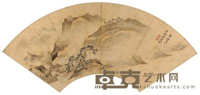 李流芳 松溪捕鱼 扇面 20×54cm