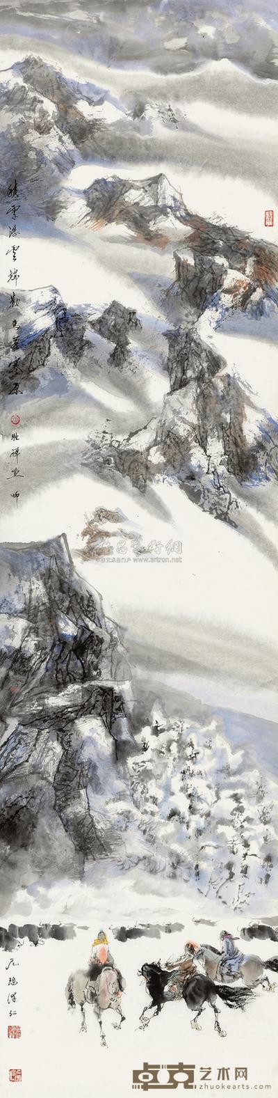 尼玛泽仁 积雪浮云端 镜心 34.5×137cm