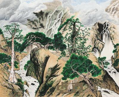 齐良末 深山飞瀑 镜片 89×109.5cm