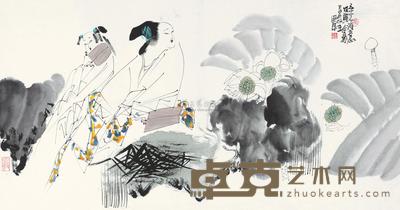 王西京 1998年作 宋人诗意图 镜心 53×100cm
