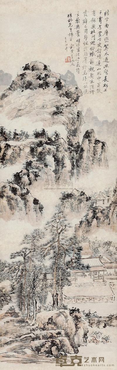 黄宾虹 1929年作 松壑烟云 立轴 112×35cm