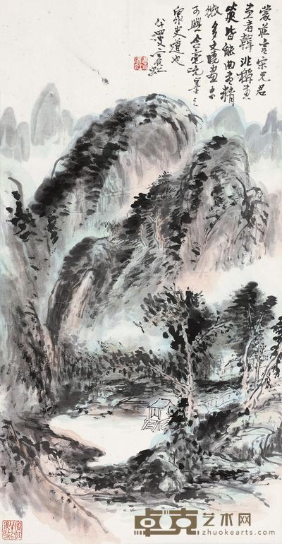 黄宾虹 1947年作 溪亭深秀 镜心 66×35cm
