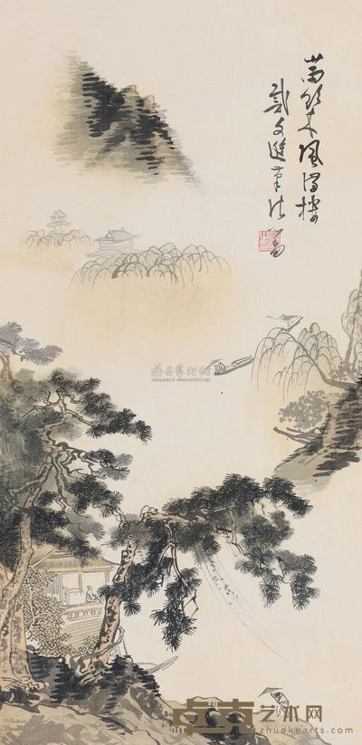 溥儒 山雨欲来风满楼 立轴 58×28cm