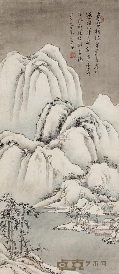 溥儒 雪景山水 立轴 83×36cm