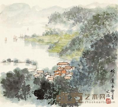 宋文治 太湖一角 镜心 25.5×28.5cm