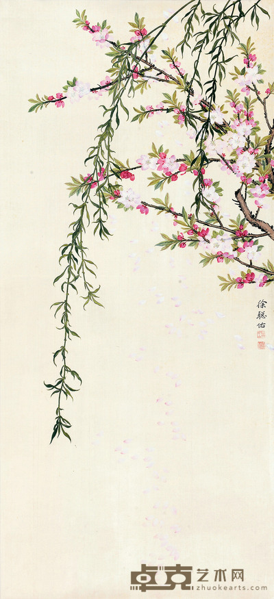 徐聪佑 落花有意 镜心 108×49cm
