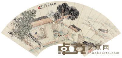钱松嵒 耕织图 扇面 19×51cm