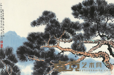 黄养辉 松山雨意 镜心 46×70cm