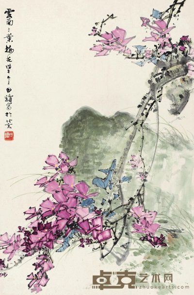 田镛 云南三叶梅花 镜心 69×45cm