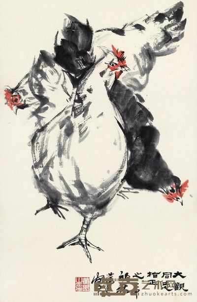 黄胄 大吉图 镜框 67×43cm