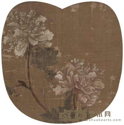 佚名 牡丹 立轴 直径27cm