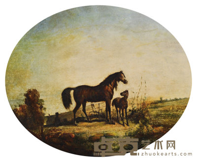 ESCUELA EUROPEA DE LOS SIGLOS XVIII-XIX 18世纪-19世纪作 马 49×59cm