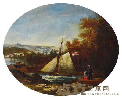 ESCUELA EUROPEA DE LOS SIGLOS XVIII-XIX 18世纪-19世纪作 风景和船 49×59cm