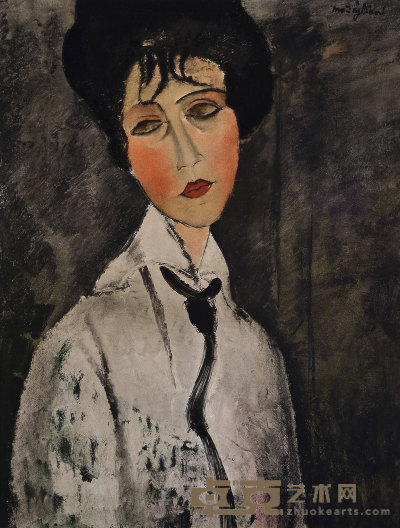 阿梅代奥·莫迪里阿尼 1958年作 戴黑领带的女人 56×42cm