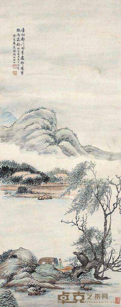 孙诵昭 柳永词意 立轴 134×49cm