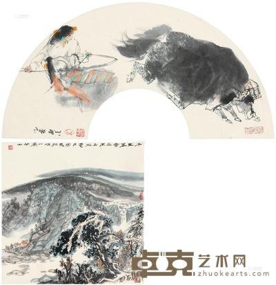马西光 王开善 高原风情 千里暮云平 立轴 19×62cm;63×63cm