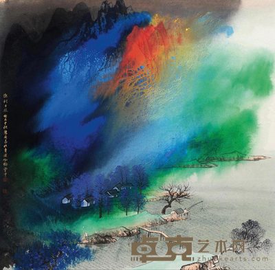 陈无忌 2013年作 渔村夕照 镜心 68×67cm