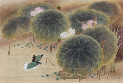 孙骥 2000年作 荷花鸳鸯 镜心 66×98cm