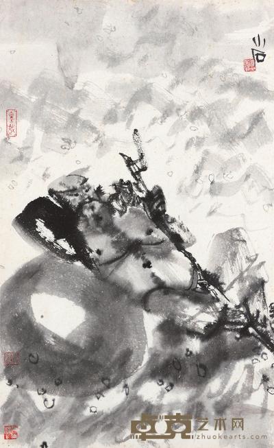 傅小石 罗汉图 镜心 67×41cm