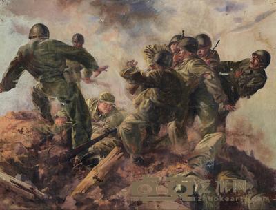 何孔德 1952年作 二级战斗英雄杨国良 56×75cm
