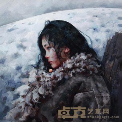 艾轩 2003年作 雪还在静静地落 63×63cm