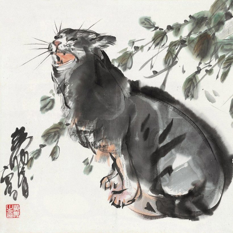 黄胄 猫鸣图 立轴