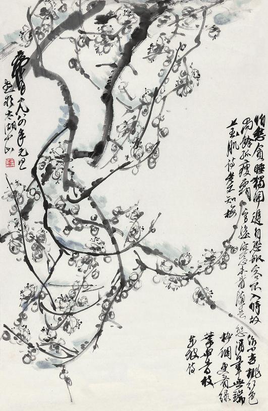 黄胄 1984年作 白梅 镜心