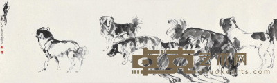 黄胄 1984年作 六犬图 镜心 34×116cm