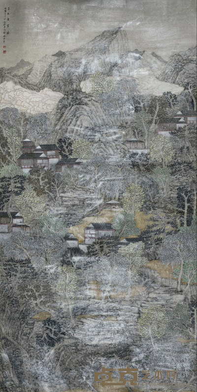 粘国华 2012年作 古木苍翠图（铜奖） 镜框 240×120cm