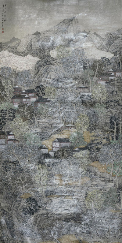 粘国华 2012年作 古木苍翠图（铜奖） 镜框