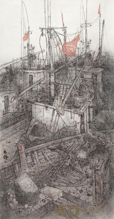 李春锋 静静的港湾（银奖） 镜框 240×120cm