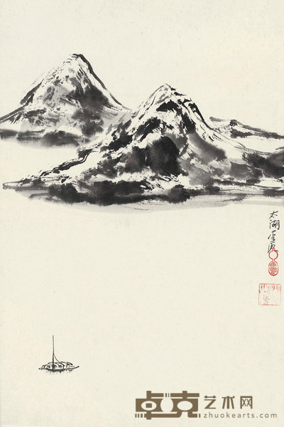 李庚 太湖 镜框 67×44cm