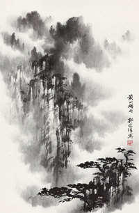 郭传璋 黄山烟雨 镜心