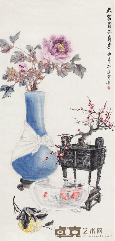 孔小瑜 大富贵亦寿考 镜心 112×50cm